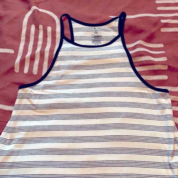 NWOT Volcom Striped Halter Neck Tank Top - Picture 2 of 5